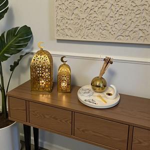 Ensemble de lanternes décoratives islamiques en fer forgé noir, en forme de croissant de lune, étanches, portables et naturelles, pour le Ramadan et l'Aïd Moubarak - Product Image 3