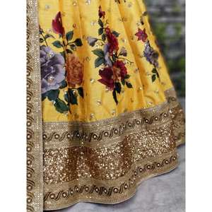 Precioso vestido de noche de diseñador amarillo Partywear Lehenga Choli con bordado - Product Image 3