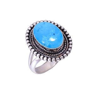 Bague en turquoise magnesite, argent sterling 925, réglable, faite à la main, bijoux en pierres précieuses, bague de luxe - Product Image 2