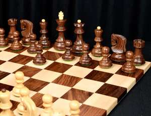 Jeu d'échecs traditionnel russe en bois de Zagreb, sheesham et buis, hauteur du roi 3,1 cm, ensemble de jeu de haute qualité au meilleur prix - Product Image 4