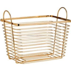 Suministro en línea Cesta de almacenamiento de bebidas Acabado en oro rosa Gran oferta Cubo de alambre Cesta de almacenamiento de alta calidad y estante Precio de Venta caliente - Product Image 2