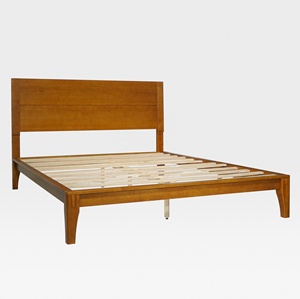 Vietnam-Made Wholesale Queen Size Solid <b>Pine</b> Wood <b>Bed</b> Frame Japanese Joinery Style Minimaliist Design Platform Wooden <b>Bed</b> - Product Image 3