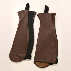 Demi-chaps d'équitation en cuir véritable pour homme, coupe ajustée, style western, confortables à porter - Product Image 1