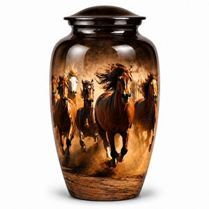 Nature Multiples <b>Horses</b> Memorial Picture <b>Sticker</b> with Enamel Cremation Urn for Human Funeral Ashes - Product Image 1