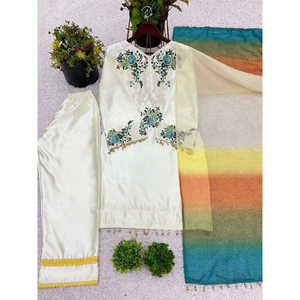 Conjunto Dupatta Top-Down para mujer con Secuencia de bordado pesado Trabajo Elegante diseño elegante - Product Image 5