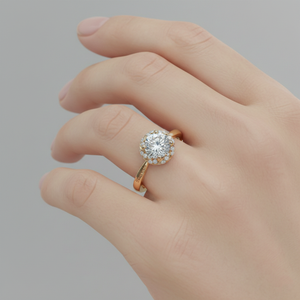 แหวนหมั้นเพชรแบบรัศมีวงบิดชุบเคลือบสีโรสโกลด์คลาสสิก - Product Image 6