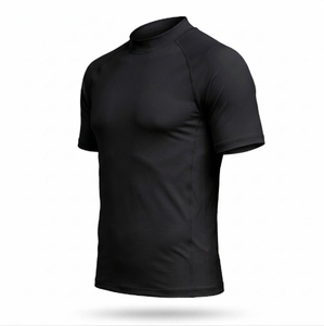 T-shirt athlétique pour homme, noir, manches courtes, col en V, 100% coton, couleur unie, coupe classique, avec logo sur le devant, respirant - Product Image 5