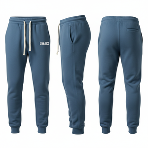 Pantalones Deportivos de Forro Polar Azul para Hombre, Cintura Elástica con Cordón, Pantalones Casuales para Correr con Bolsillos, Ropa de Otoño - Product Image 1