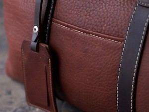 <b>Men</b> Genuine Leather Casual Duffle <b>Bag</b> Zipper Luxury Sport Polyester Lining Vintage Saddle Brown Weekender Travel Gym <b>Overnight</b> - Product Image 2