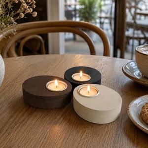 Porte-bougie rond en bois naturel, support de bougie rustique, décoration d'intérieur, centre de table - Product Image 1