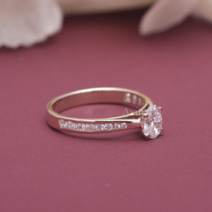 IGI Certified Oval Lab Grown Diamond Engagement Ring 14K White / Yellow & Rose Gold Hidden Halo Solitaire Ring for Women - Product Image 2