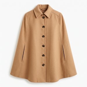 Cape en laine mélangée pour femme, classique, élégante, décontractée, manteau drapé, OEM ODM, vente en gros, usine, marque privée, faible MOQ - Product Image 4