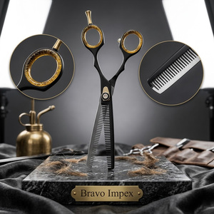 Professional <b>Barber</b> Hair Scissors Stainless Steel Precision <b>Blade</b> Smooth Cutting Ergonomic Grip Tool High Hardness Set Tool Kit - Product Image 1