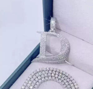 Colgante con Letra del Alfabeto, Colgante Personalizado con Inicial, Colgante Hip Hop con Letra Inicial, Joyería Personalizada con Diamantes Moissanite Brillantes para Hombre y Mujer, Regalo - Product Image 2