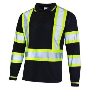 เสื้อโปโลแขนสั้นผ้าฝ้ายสีเขียวนีออน ป้องกันลม ป้องกันอันตราย มีแถบสะท้อนแสง มองเห็นได้ชัดเจน ชุดทำงาน ได้รับการรับรองมาตรฐาน OEM - Product Image 1