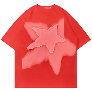 เสื้อยืดครอปทรงหลวมโอเวอร์ไซส์สำหรับผู้ชาย สไตล์วินเทจ สีขาวฟอกยีนส์ แต่งแพทช์ปักลาย  ผ้าฝ้าย 100% น้ำหนัก 300 กรัม - Product Image 4