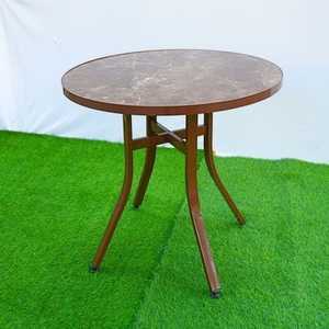 The Brown Colored Plastic Round <b>Table</b> with Tiled <b>Table</b> Top - The Modern, Waterproof, and Beautiful Outdoor <b>Table</b>. - Product Image 1