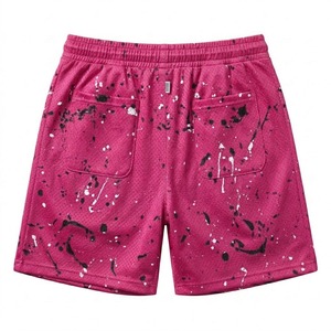 Shorts de basket-ball pour hommes avec effet éclaboussures de peinture, en maille, style streetwear, décontractés, pour la gym - Product Image 2