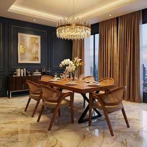 Juego de Mesa de Comedor Trovena de Teca Sólida, Estilo Escandinavo, Moderno, Ecológico, Hecho a Mano, de Lujo y Calidad Comercial, con Patas de Hierro, Superventas - Product Image 4