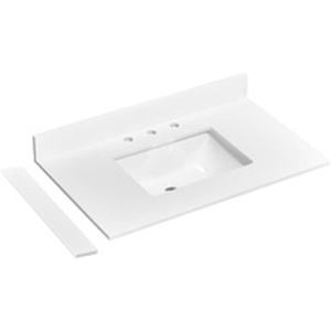 Évier encastré en porcelaine blanche pour meuble-lavabo aux dimensions standard de salle de bain, en gros et à prix avantageux - Product Image 4