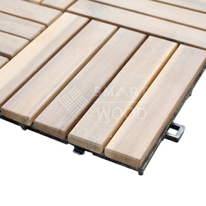Modern Acacia WPC Outdoor Decking Tiles 300x300mm Oiled Natural Golden Light Oak Anti-Slip Square Brushed Interlocking <b>Flooring</b> - Product Image 3