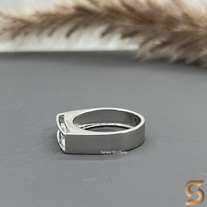 Men's Moissanite <b>Solitaire</b> <b>Ring</b> 925 Sterling <b>Silver</b> Signet Band Minimalist Wedding <b>Ring</b> for Him Satani Brothers - Product Image 5