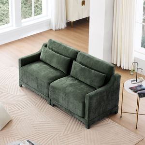 Elegante Sofá de Dos Plazas de Tela Chenille con 2 Cojines Lumbares, Estructura de Madera de Alta Calidad, Esponja Resistente, Fácil de Instalar, para Sala de Estar - Product Image 3