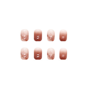 Lot de 24 faux ongles courts à presser, transparents, en ABS, avec dégradé rouge-brun, pour marque privée - Product Image 5