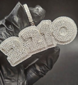Colgante de Moissanita con Número Personalizado y Letra Inicial, Estilo Hip Hop, para Joyería Fina de Plata de Ley 925, Colgantes y Dijes - Product Image 3