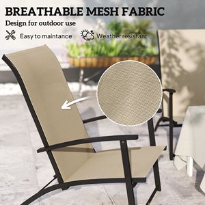 2 sedie pieghevoli da patio con braccioli alti per pranzi all'aperto, campeggio ed eventi - Beige - Product Image 4