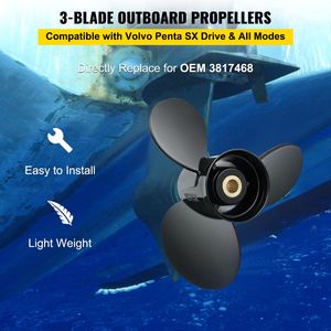 Per Volvo Penta SX Drive tutti i modelli elica fuoribordo in alluminio a 3 pale 14 1/2 \ "X 19" sostituire 3817468 19 - Product Image 2