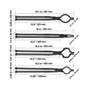 Ensemble de pinces de forgeur 18 pouces en acier au carbone, pinces à boulons en V et à mâchoires de loup, 4 pièces, pinces de préhension en V, matériel de forgeage métallique - Product Image 5