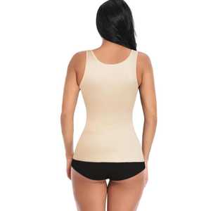 Women's Beige Scoop <b>Neck</b> Tank Top Sleeveless Knitted Spandex Polyester Casual Inner Wear Breathable Solid Color - Product Image 3