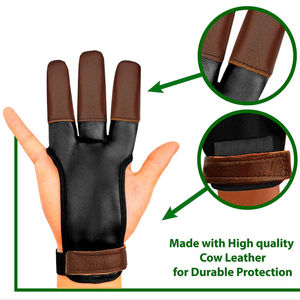Professional Archery Glove | Reinforced Cow <b>Leather</b> Tips for Smooth <b>String</b> Release | Bulk Manufacturer - Product Image 2