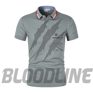 Chemise à manches courtes pour homme Bloodline, couleur unie, tricotée, respirante, séchage rapide, coupe classique, marron, logo sur le devant - Product Image 6