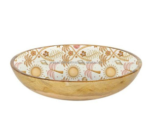 Utensilios de Cocina Hechos a Mano, Tazón Redondo de Madera Esmaltada de Color Natural, para Servir Comida, Ensaladas, Mezclar Frutas, Sopas, Ecológico, para Fiestas, Artesanía - Product Image 2