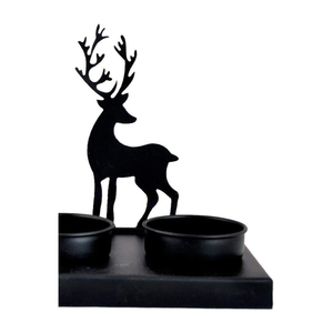 Black Powder Coating Finish Reindeer 3 Cup <b>Candle</b> Holder Metal Silhouette Design For Christmas Decoration & <b>Winter</b> Tabletop - Product Image 3