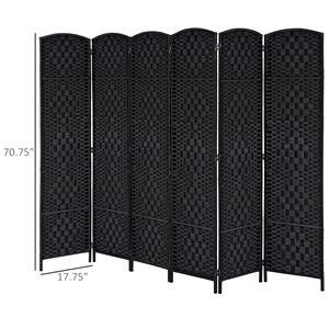 Divisorio Pieghevole a 6 Pannelli Autoportante, Alto 6 Piedi, Extra Largo 6 Piedi, Parete Divisoria in Vimini, Schermi in Legno Artigianali, Separatori per Ambienti - Product Image 3