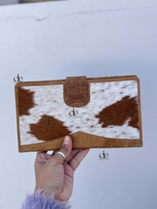 Portefeuille de grande taille en cuir de vachette pour femmes en cuir véritable pochette porte-cartes Western vente en gros portefeuille Western - Product Image 2