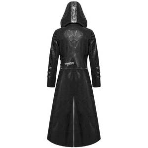Impresionante Gabardina Larga Gótica para Hombre, Chaqueta Punk con Capucha, Estilo Steampunk de Cuero Sintético Negro, Estilo Escorpión - Product Image 2