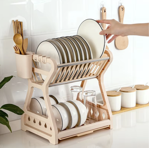 OEM/ODM Modern Stackable Kitchen Counter Organizer for Plates Bowls Cups Utensils with Drip Tray Space Saving <b>Dish</b> <b>Rack</b> - Product Image 2