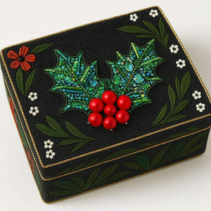 Whimsy Art Craft Luxury Thanksgiving Themed Square Hand-Beaded Customizable Storage <b>Box</b> Festive Keepsake Case Jewelry Organizer - Product Image 3