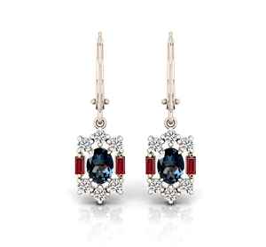 Boucles d'oreilles pendantes en topaze bleue de Londres, style Art Déco, en argent sterling 925 plaqué or 14 carats, avec accent en moissanite de luxe, pour fêtes et cadeaux - Product Image 2