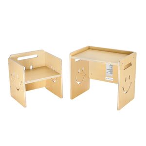 Montessori 3-in-1 Wooden Toddler Table Chair <b>Set</b> with Adjustable Height <b>Weaning</b> Table and Chalkboard for Kids' Furniture - Product Image 2