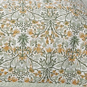 Ridhi Sage Green - Colcha de Algodón Orgánico Ecológico con Estampado a Mano, Reversible, a Rayas, para Hotel, para Todas las Estaciones, Lavable a Máquina - Product Image 3
