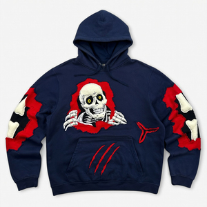 SHY SPORTS Sudadera con Capucha Gráfica al por Mayor, Bordado Personalizado de Garra y Huesos de Esqueleto, Sudadera Unisex con Parches - Product Image 2