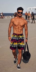 Shorts pour hommes à imprimé tropical, taille élastique avec cordon de serrage, pour la plage, l'été, la natation, les loisirs et les vacances, coloré, blanc, haut de gamme, chemise d'été pour hommes - Product Image 6