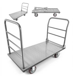 Carrello Piattaforma Robusto con Capacità di 2650 Libbre, Carrello a Pianale con Guardrail Rimovibile, Attrezzatura per Stoccaggio Merci - Product Image 1