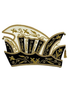 Gorro de Carnaval de Príncipe con Adornos Plateados, Blanco y Negro, de la Mejor Calidad, Gorro de Fiesta de Terciopelo Bordado Formal para Carnaval y Festivales - Product Image 6