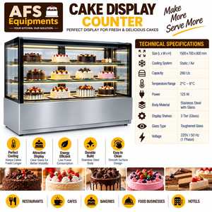ตู้เย็นแบบไม่ต้องละลายน้ำแข็ง AFS Equipments สำหรับใช้งานเชิงพาณิชย์ ขนาด 1500x700x800 มม. สแตนเลส ชั้นวางกระจก 3 ชั้น ปรับระดับได้ - Product Image 1